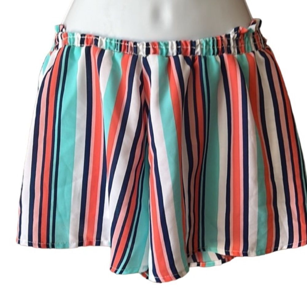 NWT Peace Love Cake Striped Shorts Small Elastic Waist Colorful Beach Summer